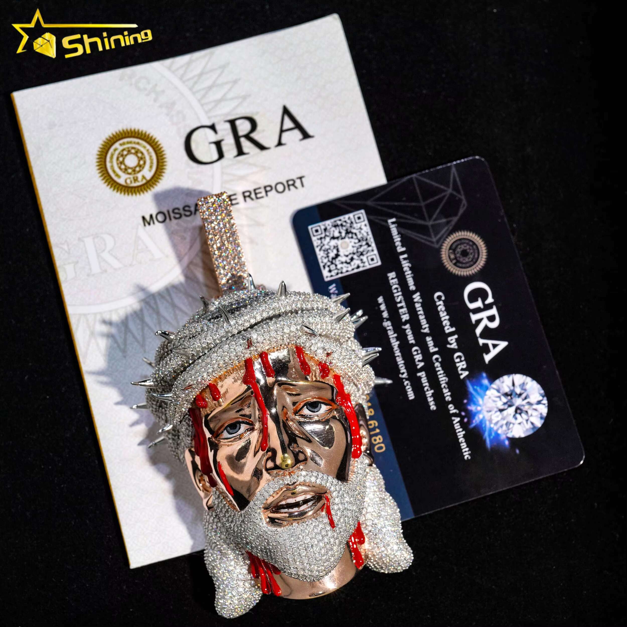 Iced Out Religion Enamel Jewelry VVS Moissanite Diamond Hip Hop Jesus Pendant Custom Pendant Necklace