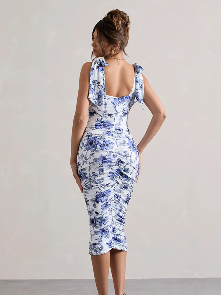 L628New European and American foreign trade Amazon summer fashion retro print pleated design dress