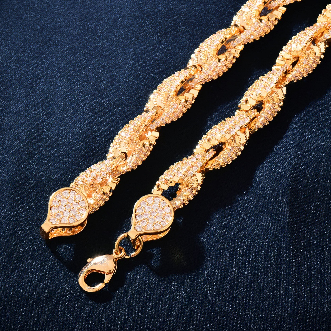 Luxury VVS Moissanite Iced Out Hip Hop Twist Chain Braided Bling Unisex Versatile Statement Jewelry Pass the diamond tester