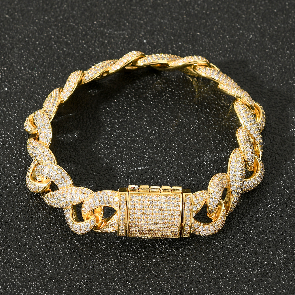 New Arrival Infinity Cuban Chain Hip Hop Bracelet Moissanite Iced Out 18K Gold Plated Statement Jewelry Passes the diamond tester