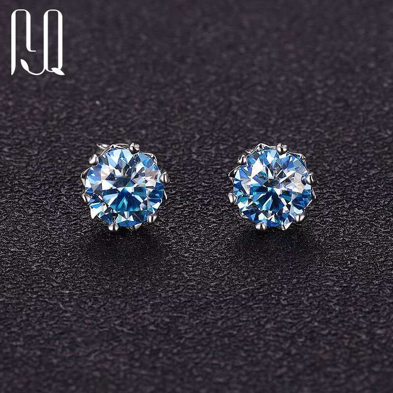 Wholesale Jewelry Red Yellow Black Green Champagne Aquamarine Blue Purple Rainbow Tanzanite Blue Pink Color Moissanite Earrings