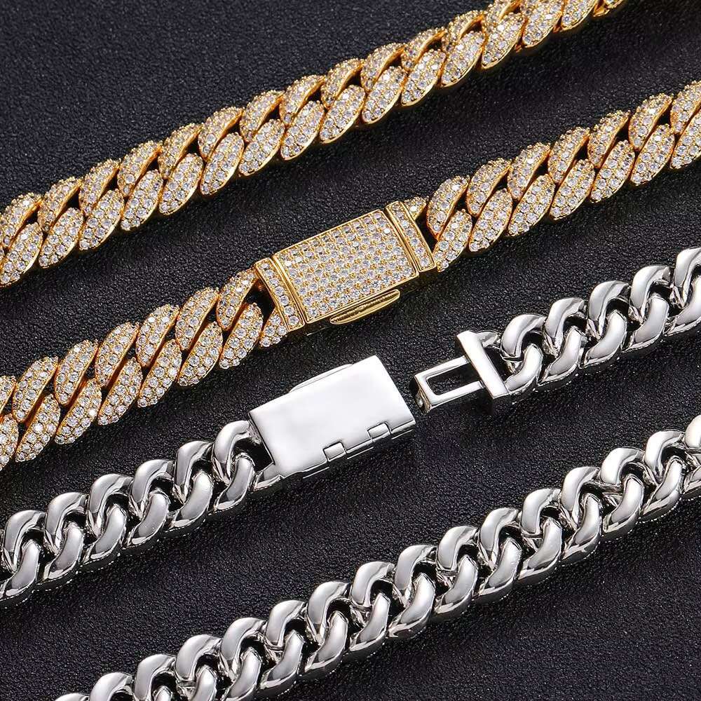 14MM 925 Sterling Silver VVS Moissanite Iced Out Cuban Link Chain Shining Jewelry Necklace Bracelet Passes Diamond Test Gift