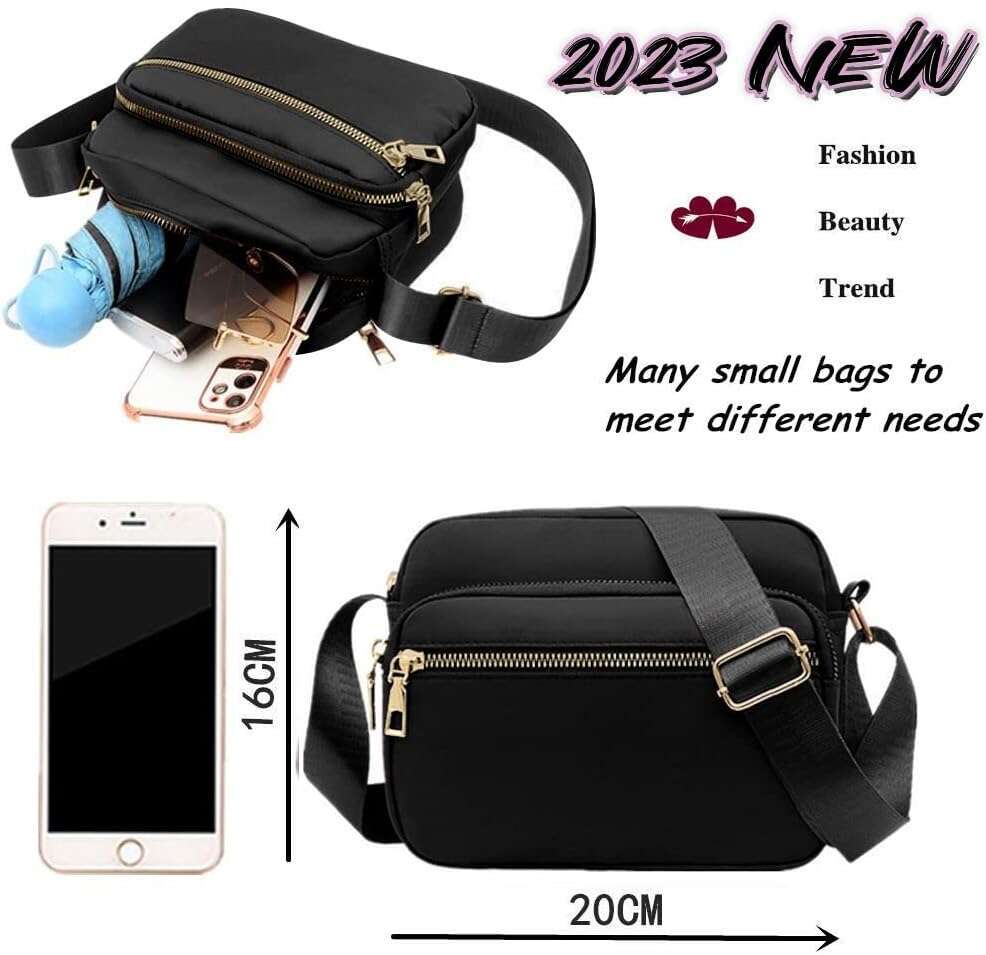 Small Nylon Crossbody Bags for Women, Messenger Bag Travel Purses and Waterproof Shoulder Handbags Pocketbooks