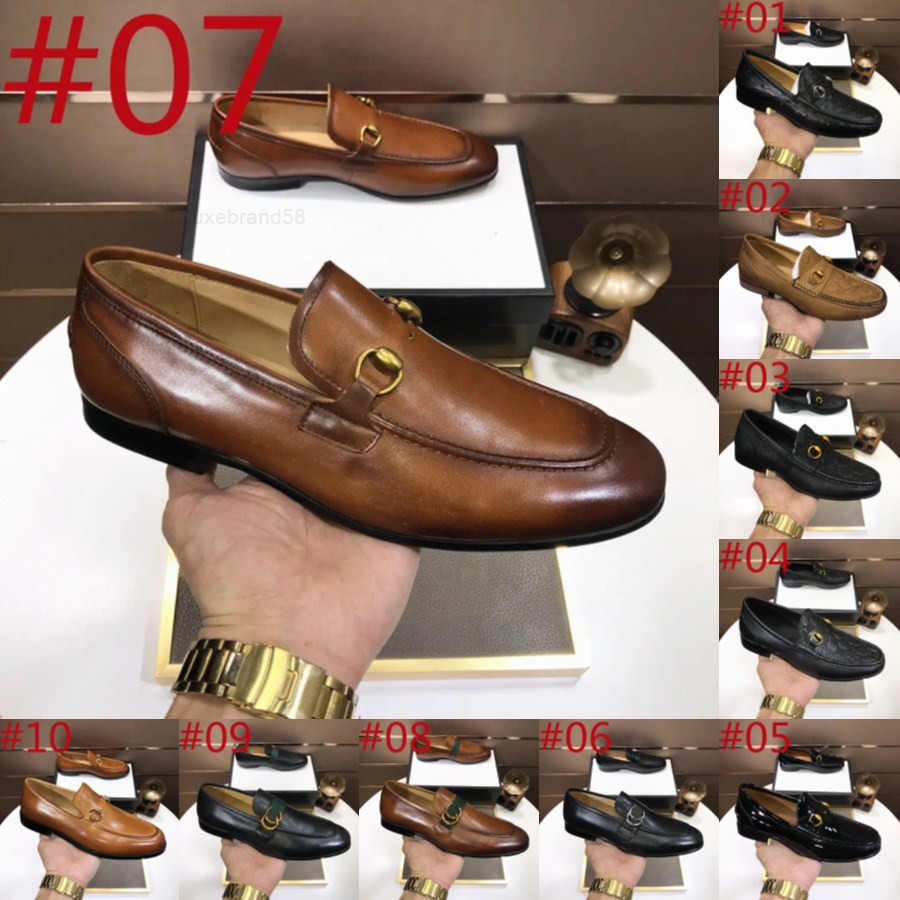 69model Luxurious Designer Men Dress Shoes Genuine Leather Black Brown Moccasins Business Handmade Shoe g Formal Party Office Wedding gucciis guccily 1XUK