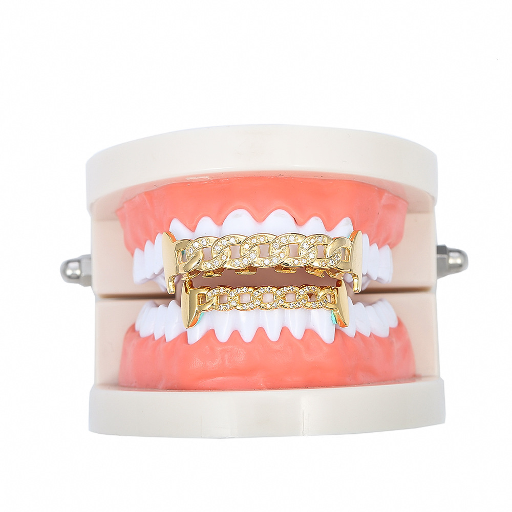 New Arrival Hip Hop Gold Teeth Set Custom Trendy Bling Accessories Hollow Out Iced Out Moissanite Rapper Costume Accessories Pass the diamond tester