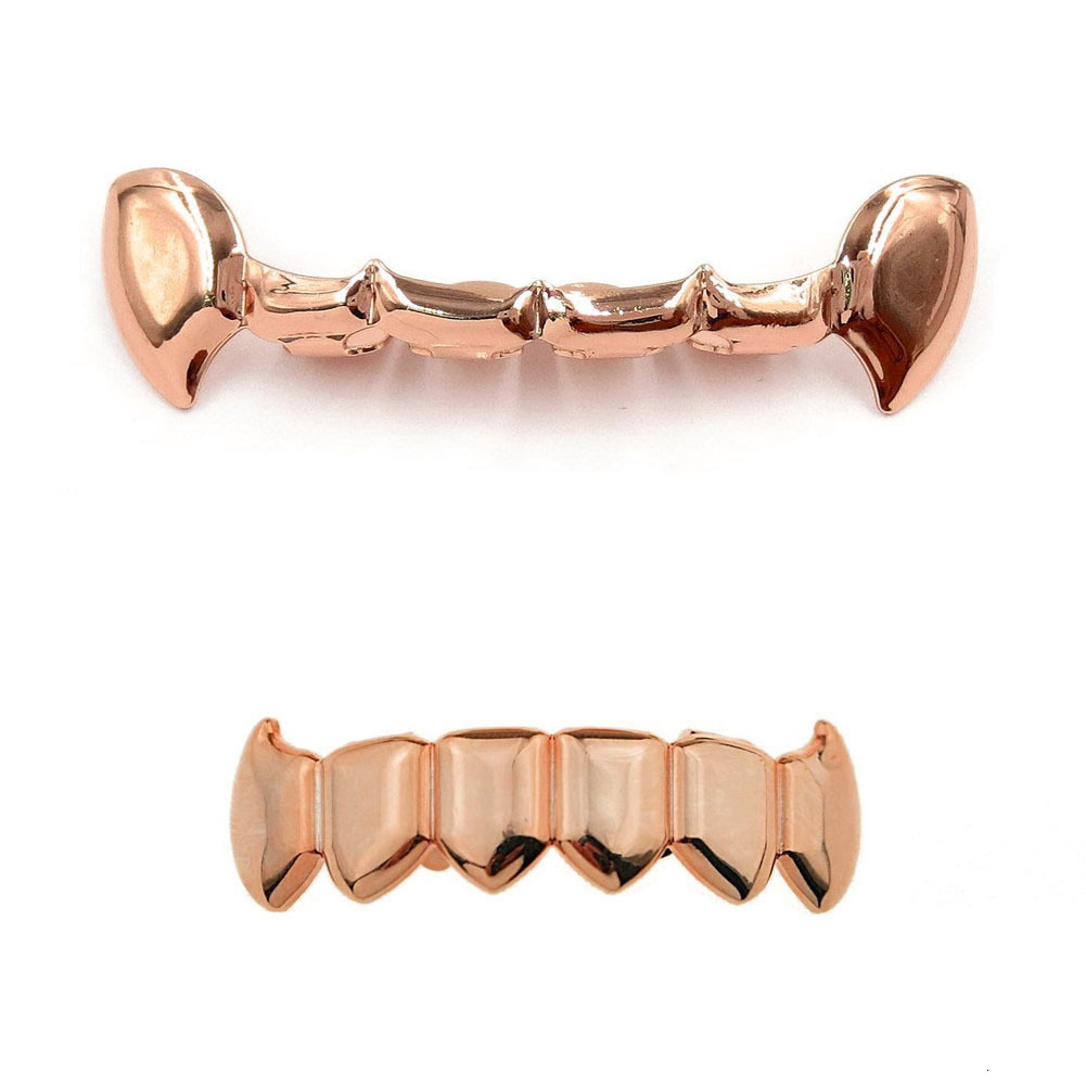Halloween Hip Hop Vampire Fangs Gold Grillz 18k Gold Plated Premium Teeth Accessories Rapper Costume Accessories Pass the diamond tester