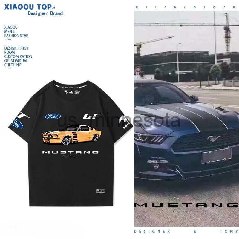 Mustang GT American Muscle Car Racing Custom Short-sleeved Printed T-shirt Mens and Womens Car Fans T-shirt Top Mens T-shirt J250628