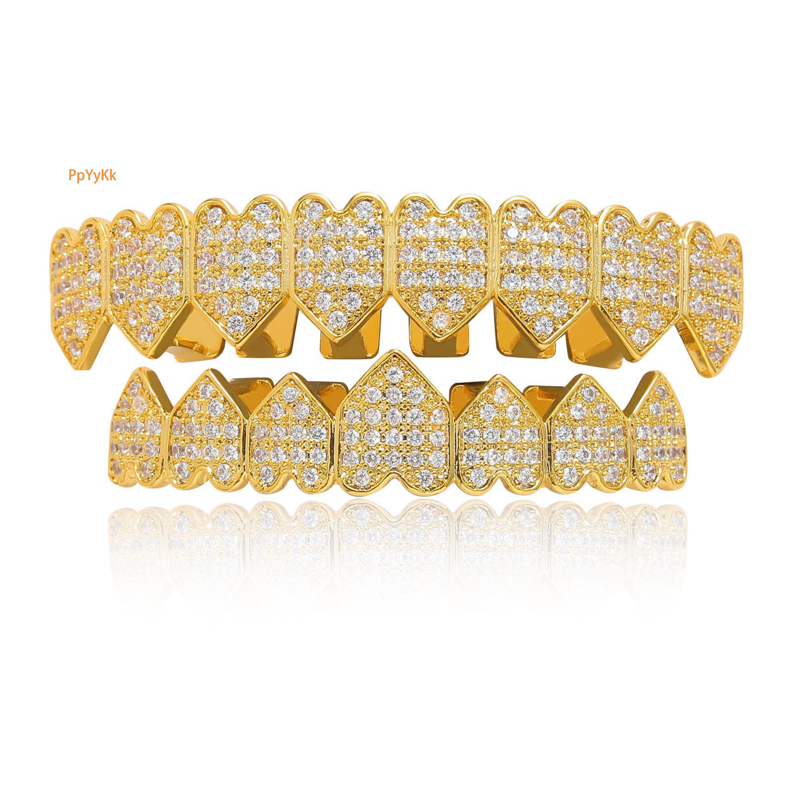 luxury hip hop heart iced out vvs moissanite punk quirky heart gold teeth grillz Rapper Costume Accessories Pass the diamond tester