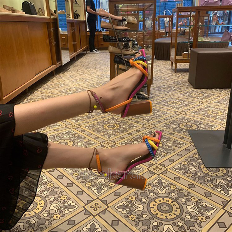 designer sandals women high heels strappy sandal summer comfort leather fashion multi beige wedding party colorful sandale women shoes size 35-42