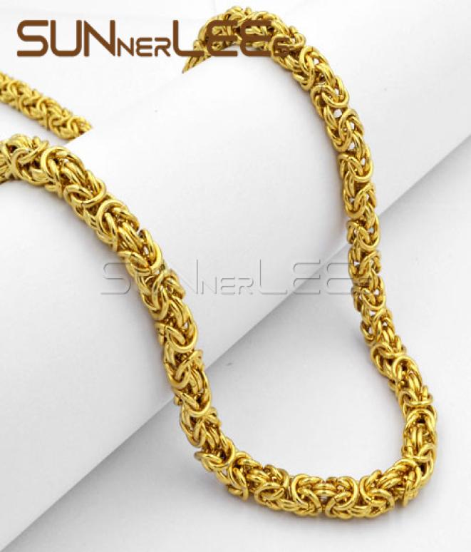 Fashion Jewelry Stainless Steel Necklace 5mm 7mm 9mm Gold Color Byzantine Link Chain For Mens Womens SC11 N7158683