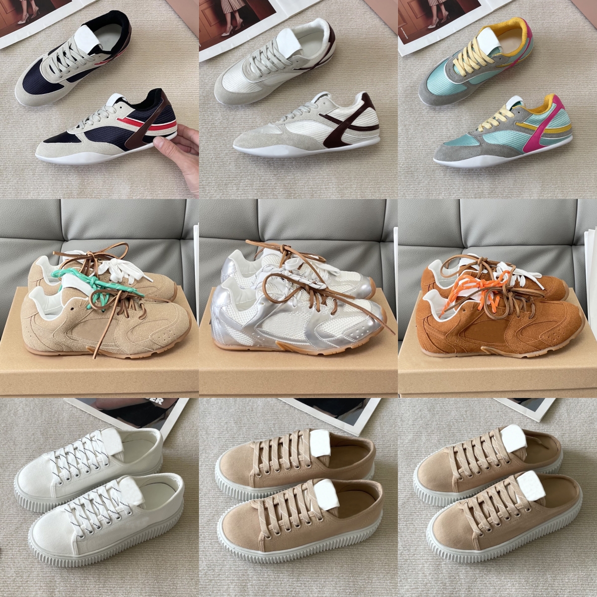 Casual Shoes For Men Women Luxury Designer Sneaker Suede Fashion Khaki Dark Brown Silver White Lady Outdoor Platform Canvas Trainers Sneakers Jogging Walking 35-45