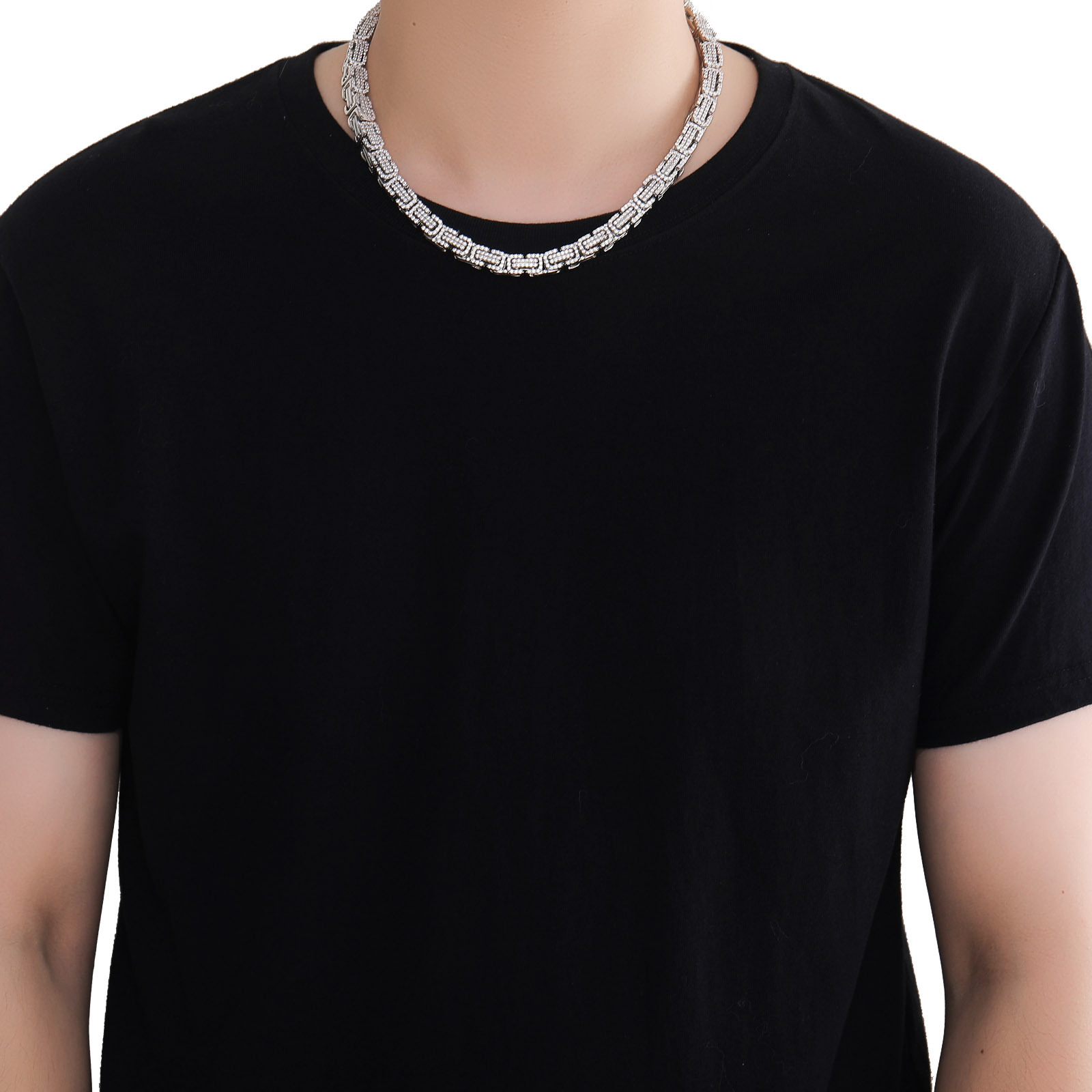 Hip Hop Byzantine Necklace Iced Out 3D Chain Men Trendy Niche Moissanite Fashion Accessory Pass the diamond tester