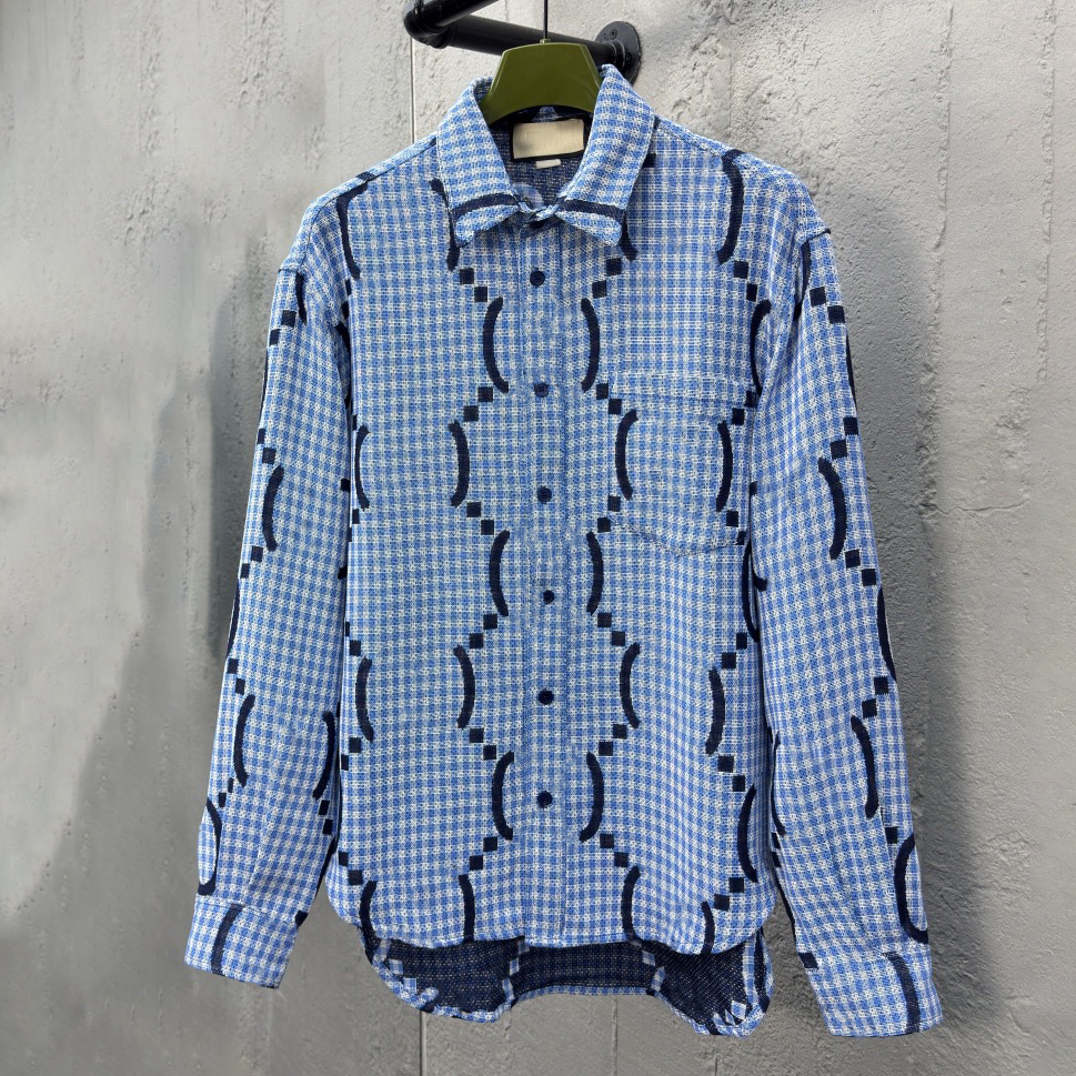 High quality designer men's new shirts, fashionable printed shirts, casual street shirts, classic long sleeved lapel tops for spring and summer