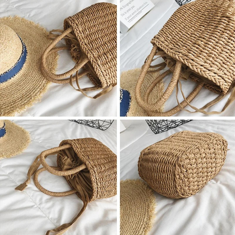 Straw Bags for Women Summer Rattan Bag Handmade Woven Beach Bohemia Handbag Bolsos Fashion Basket Tote Purse 250627