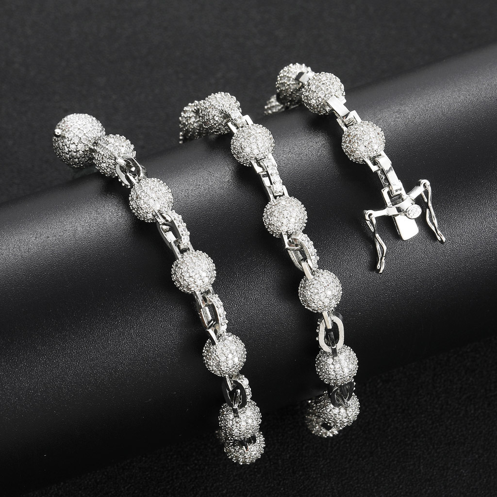 Hip Hop 8mm Bead Chain Trendy Unisex Collarbone Street Full Iced Out Luxury Accessory Bling Bling Necklace Pass the diamond tester