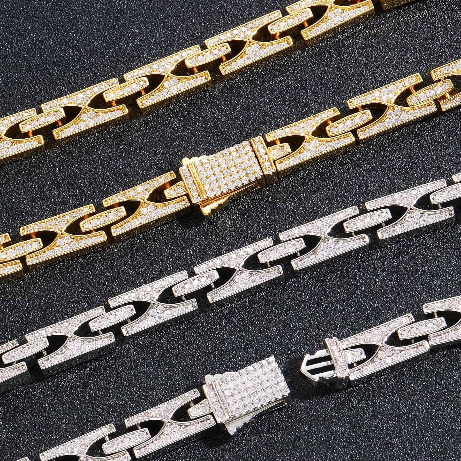 New H Shaped 10mm Spring Clasp Design Cuban Link Chain Iced Out VVS Moissanite Trendy Men's Accessory Necklace Pass the diamond tester