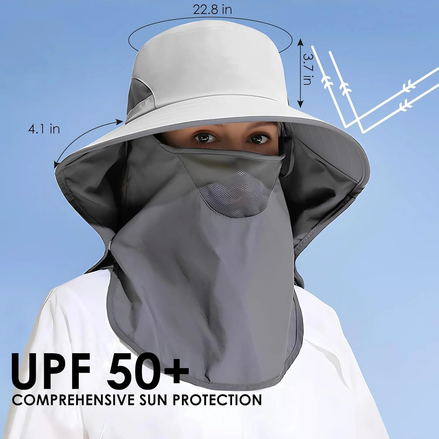 Outdoor Sun Hat Detachable Neck Face Flap UPF 50UV Protection Visor Fishing Hats with for Men Women y250625