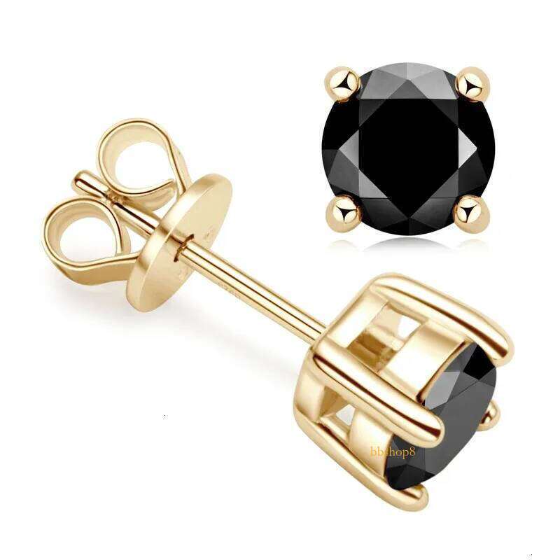 Stud Earrings Anziw Sparkle Real Moissanite Black Dia Sier Gold Ear Piercing Jewelry For Women Men Gifts 3mm/4mm/5mm