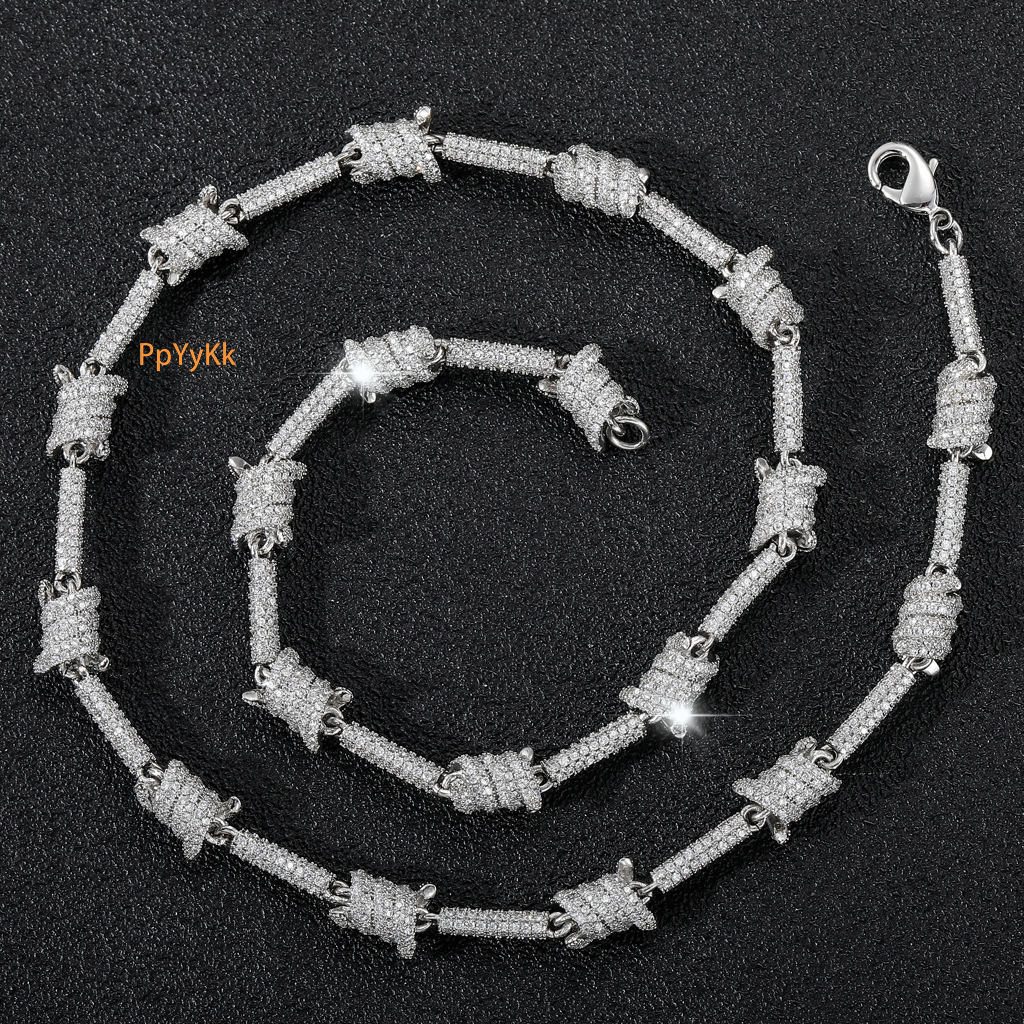 Luxury Jewelry Wire Chain Trendy Cuban Chain Double-Sided Full Iced Moissanite Necklace Unisex Hip Hop Accessory Pass the diamond tester