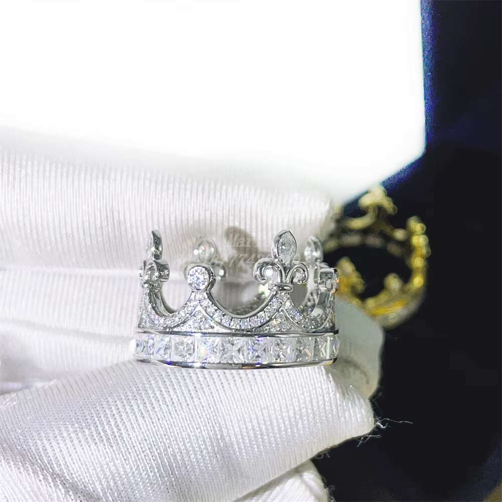 Crown Shape Fashion Jewelry 925 Siver Moissanite Pinky Finger Ring for Men Diamond Hip Hop Ring Iced Out Hip Hop Jewelry