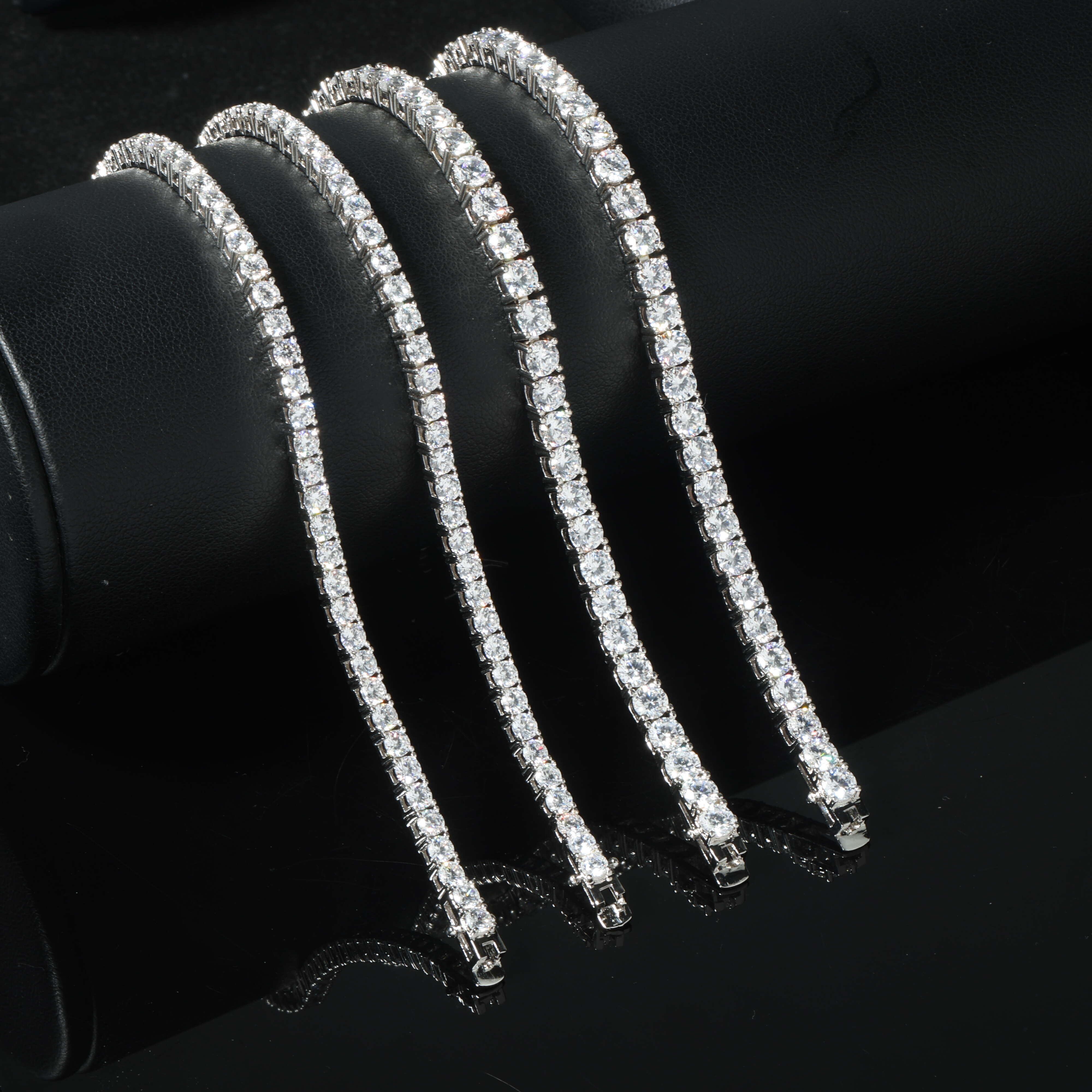 Factory Wholesale 925 Sterling Silver Vvs Moissanite Diamond Tennis Chain Necklace Cuban Link Chain Women Fine Jewelry 3mm 4mm