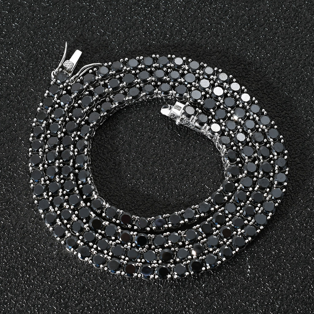 Luxury Jewelry Hip Hop Tennis Chain Gun Black 4mm Black Moissanite Iced Out Premium Streetwear Brand Men's Hip Hop Necklace Pass the diamond test