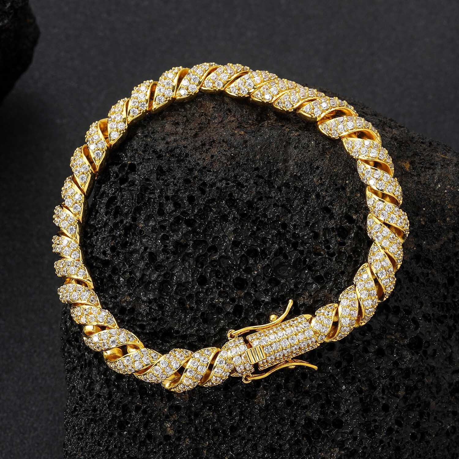 Men's Hip Hop 8mm Twisted Rope Chain Full Iced Out VVS Moissanite Cuban Necklace Pass the diamond tester