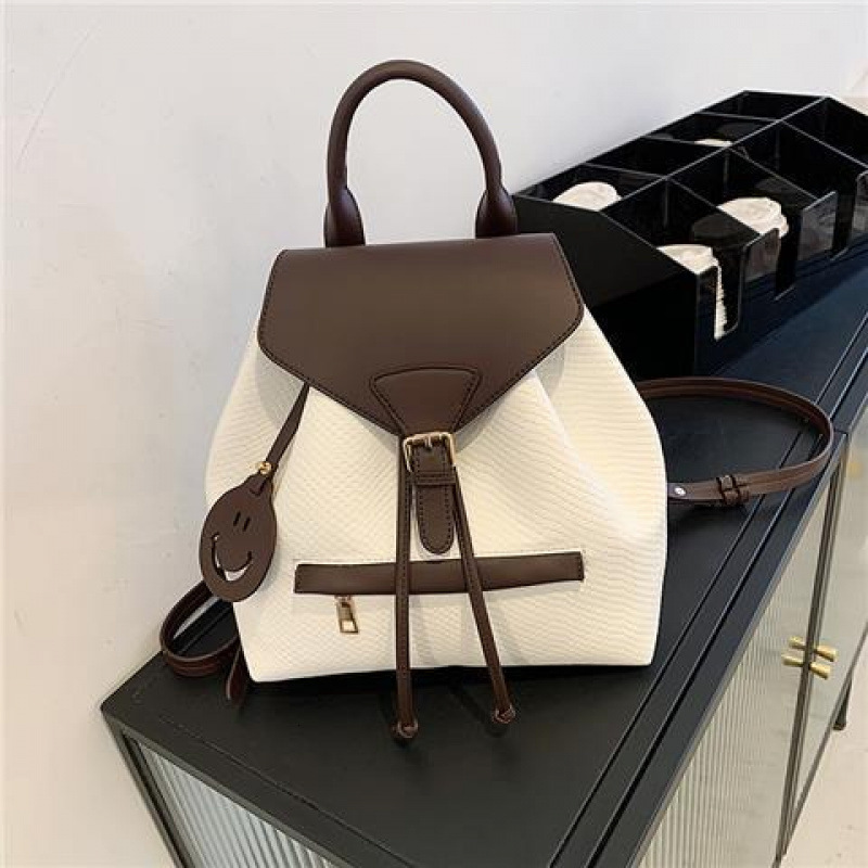 Double Shoulder Woven Texture Women's Backpack Free Shipping Designer Simple And Fashionable College Student Backpack Splicing Large Capacity Han