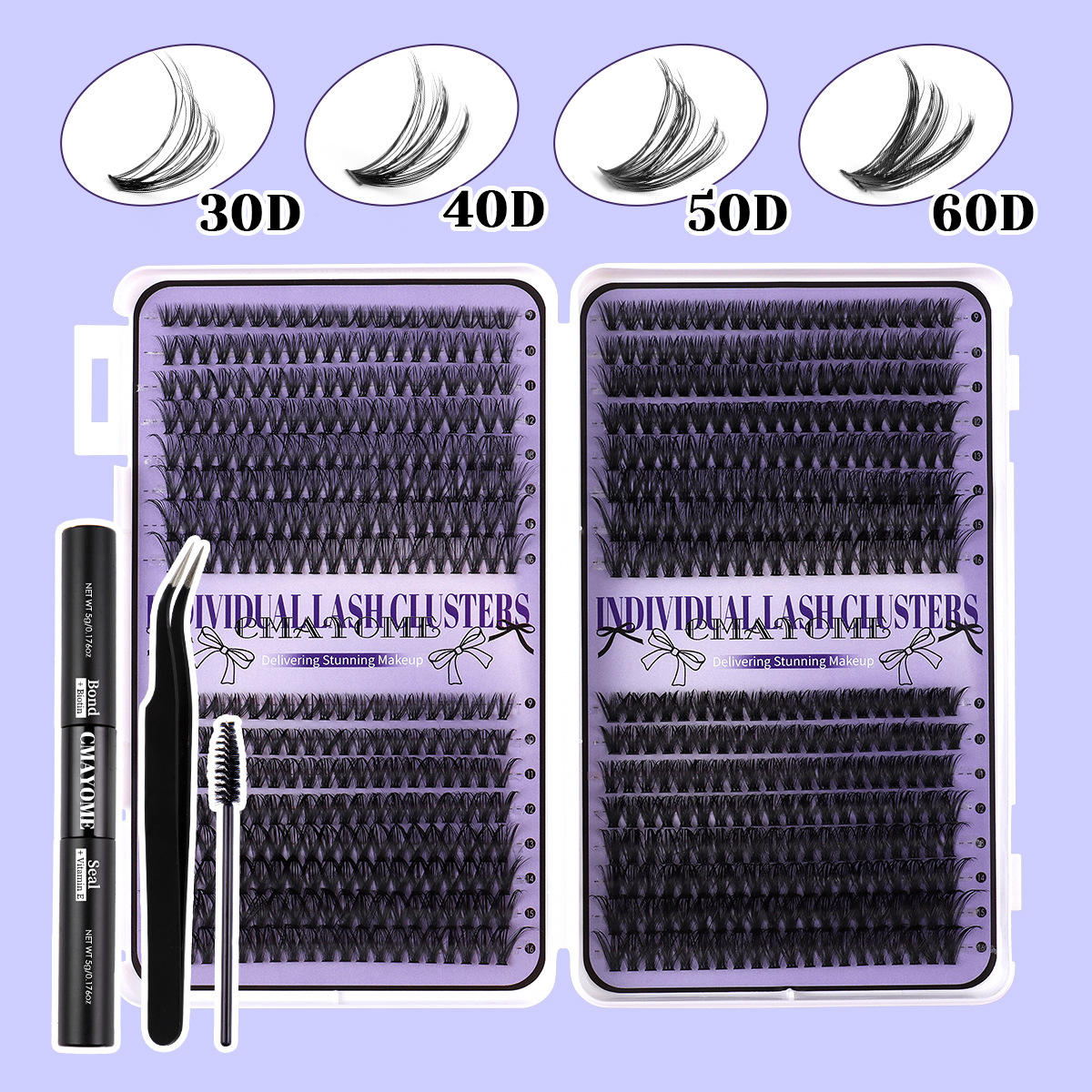 DIY Individual Eyelashes 640Pcs Cluster Lashes Kit with Lash Bond & Seal Handmade Reusable DIY Segmented Eyelash Extensions Grafted Lashes