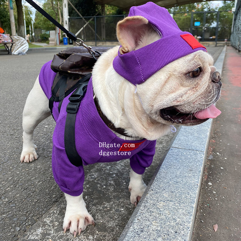 Designer Clothes Hats set Puppy Shirts High End Elastic Cotton Short Sleeves, Comfortable and Breathable Dog Sweaters for French Bulldog Poodle 441 Fr