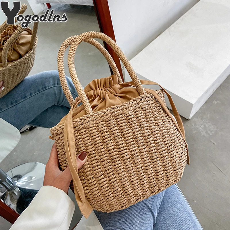 Straw Bags for Women Summer Rattan Bag Handmade Woven Beach Bohemia Handbag Bolsos Fashion Basket Tote Purse 250627