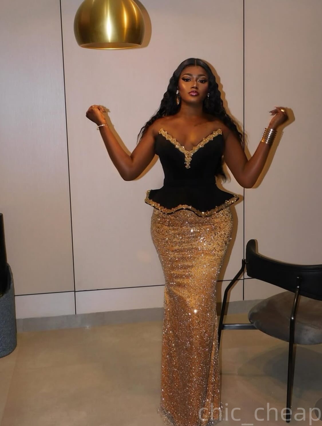 Gold Mermaid Prom Dresses 2025 Crystals Sequined Sweetheart Evening Formal Party Second Birthday Engagement Gowns Plus Size Dress For Special Occasion