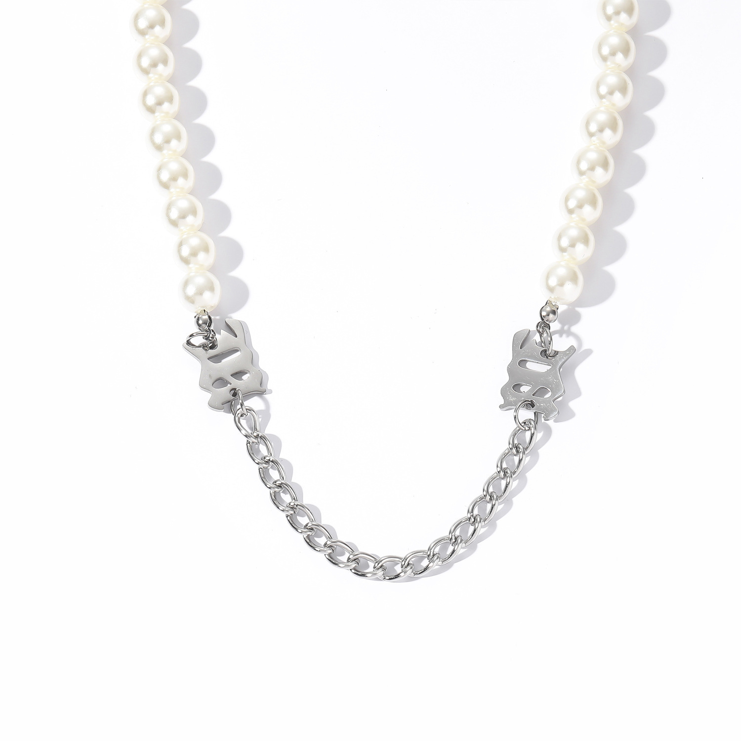 Luxury Moissanite Hip Hop M Letter Necklace Pearl Mix Choker Unisex Versatile Jewelry Pass the diamond tester