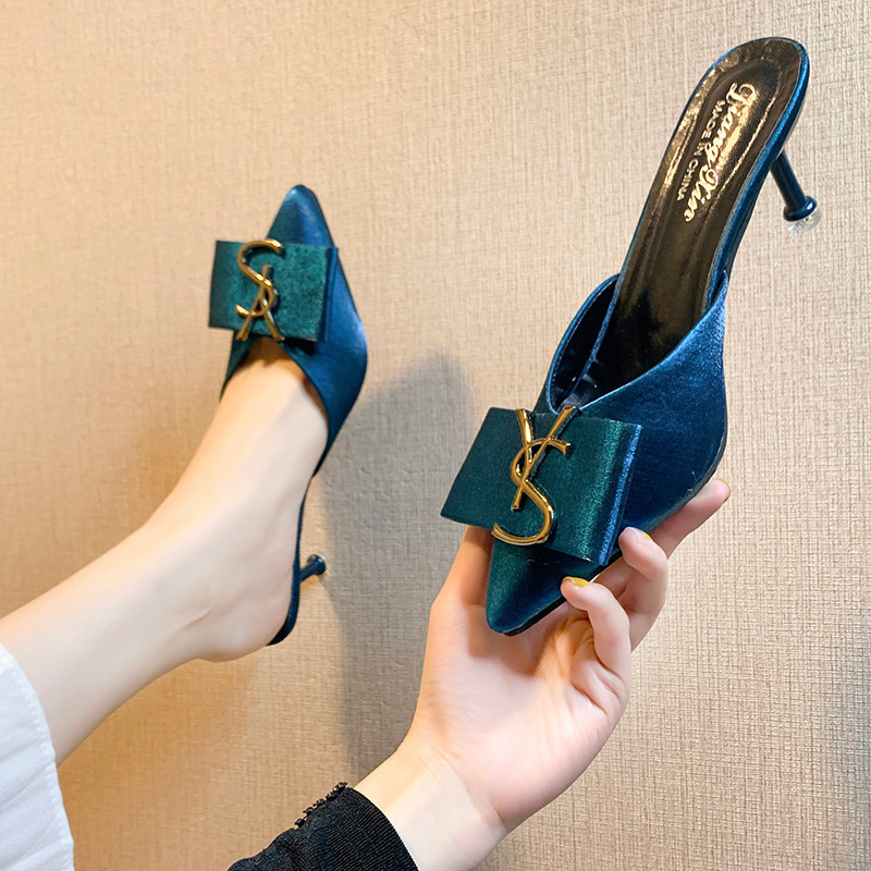 new free shipping designer Sandals for woman luxury outdoor breathable black blue shoes party Y2K 6cm Stiletto Heel Dress