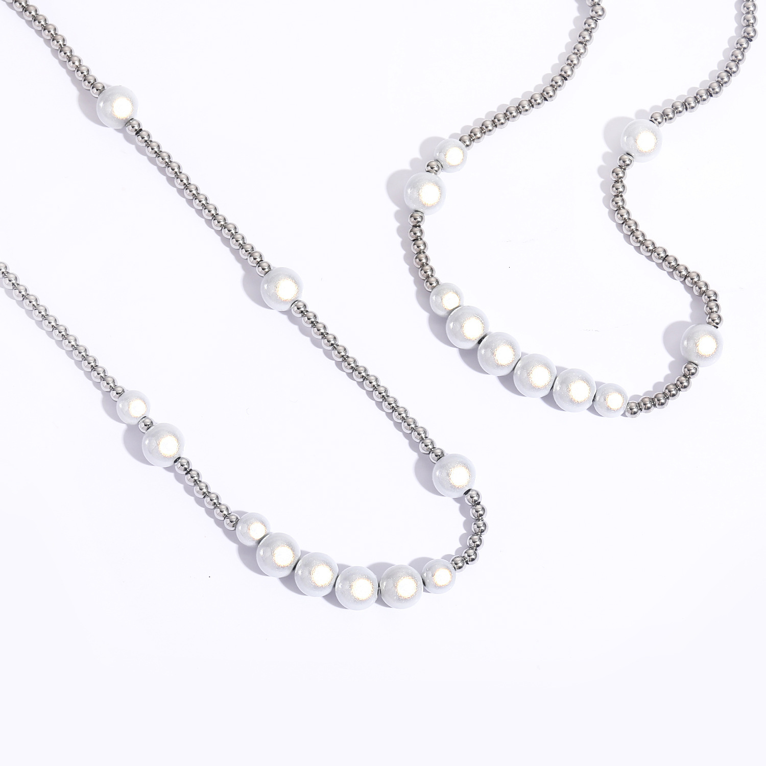 Hiphop Reflective Pearl Necklace Luxury Minimalist Stackable Unisex Choker Collarbone Chain Pass the diamond tester