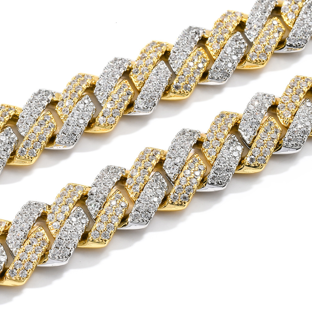 Luxury Moissanite 14mm Bar Cuban Chain Iced Out White Gold Plated Men Hip Hop Necklace Pass the diamond tester