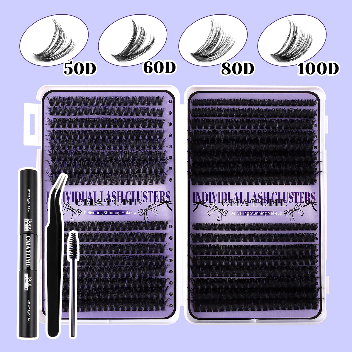 DIY Individual Eyelashes 640Pcs Cluster Lashes Kit with Lash Bond & Seal Handmade Reusable DIY Segmented Eyelash Extensions Grafted Lashes