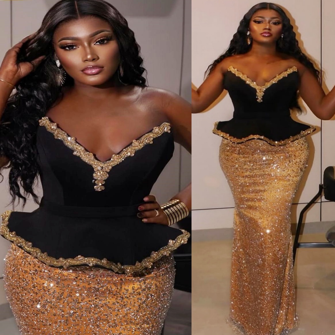 Gold Mermaid Prom Dresses 2025 Crystals Sequined Sweetheart Evening Formal Party Second Birthday Engagement Gowns Plus Size Dress For Special Occasion