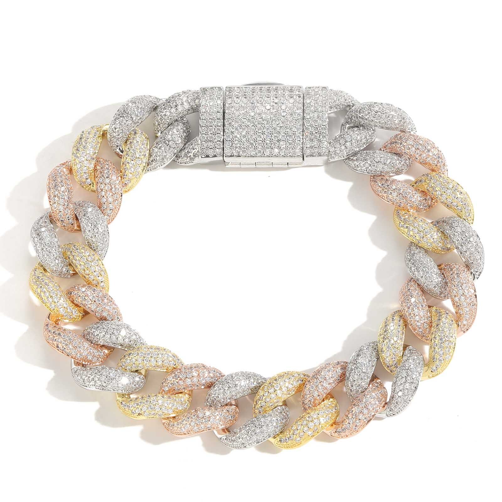Hip Hop 15mm Bubble Chain Three Color Cuban Chain VVS Moissanite Luxury Trendy Brand Pass the diamond tester