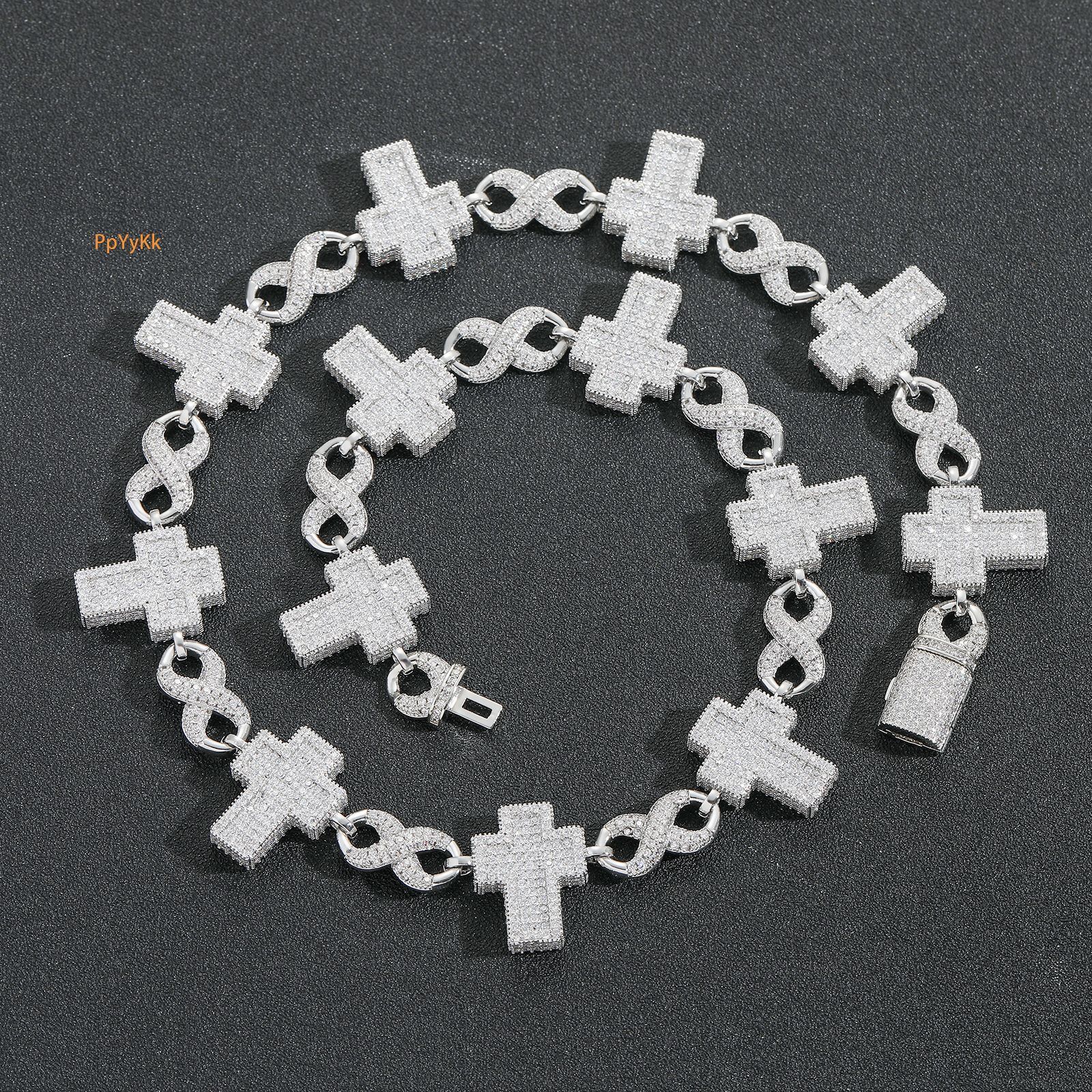 Hip Hop Cross Figure 8 Cuban Chain Iced Out Moissanite Men's Niche Choker Accessory Pass the diamond tester
