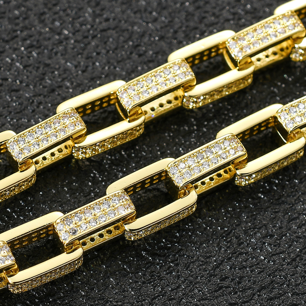 Men Hiphop Iced Out Box Chain VVS Moissanite Circle Clasp Diamond Paved Trendy Luxury High Quality Necklace Pass the diamond tester