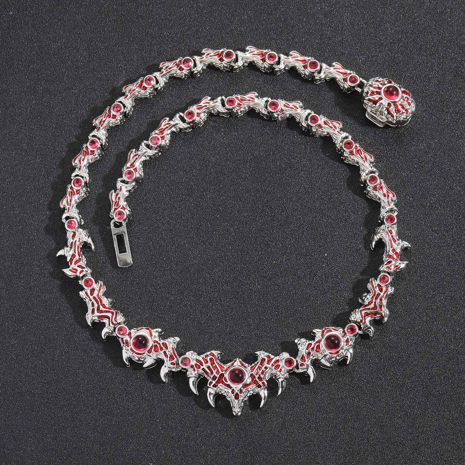 New Spike Parasitic Red Eye Thorn Iced Out Exaggerated Hip Hop Mens Creative Accessory Bling Bling Necklace Pass the diamond tester