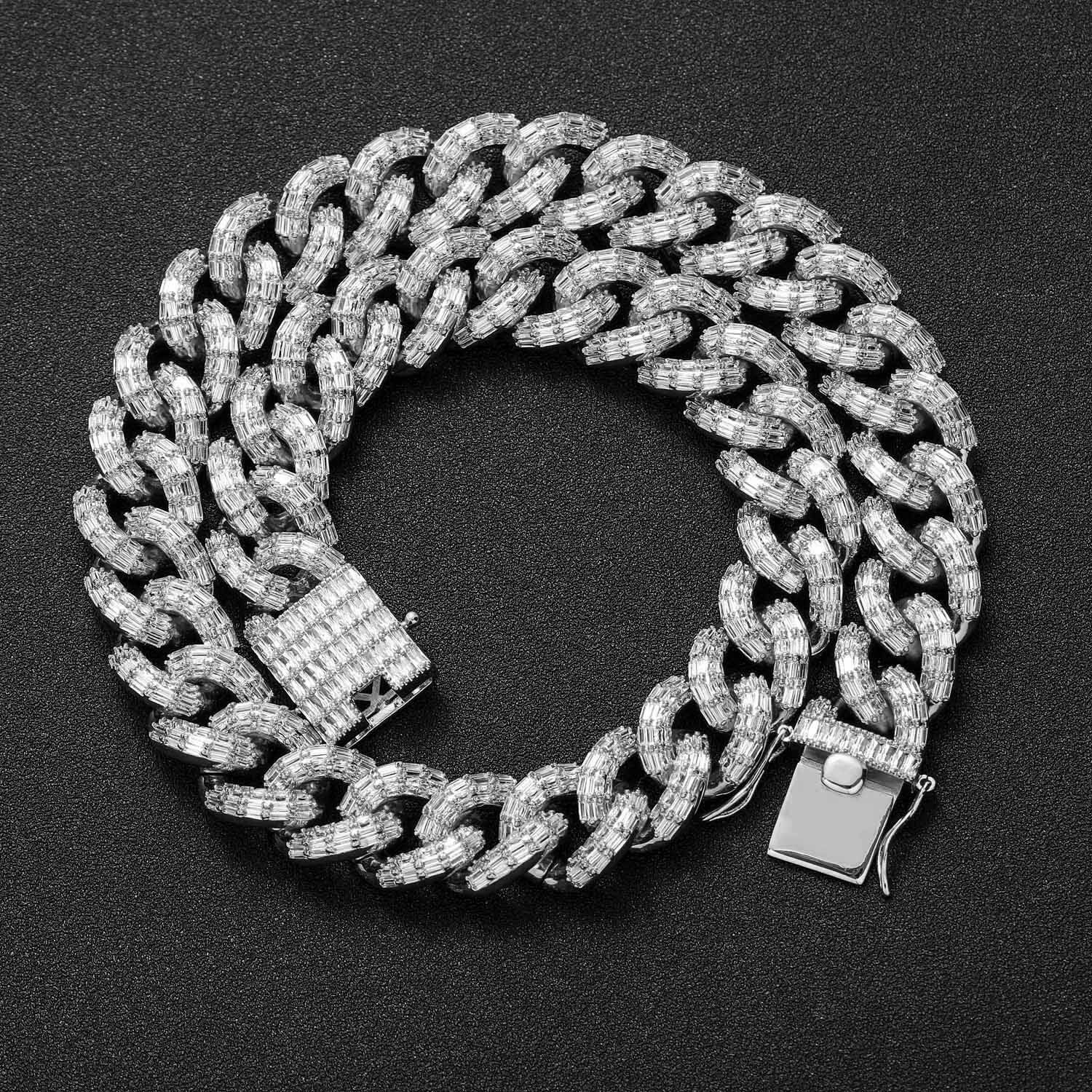 Minimalist Hip Hop 16mm Cuban Chain T Square Bling Bling Necklace Punk Style Pass the diamond tester
