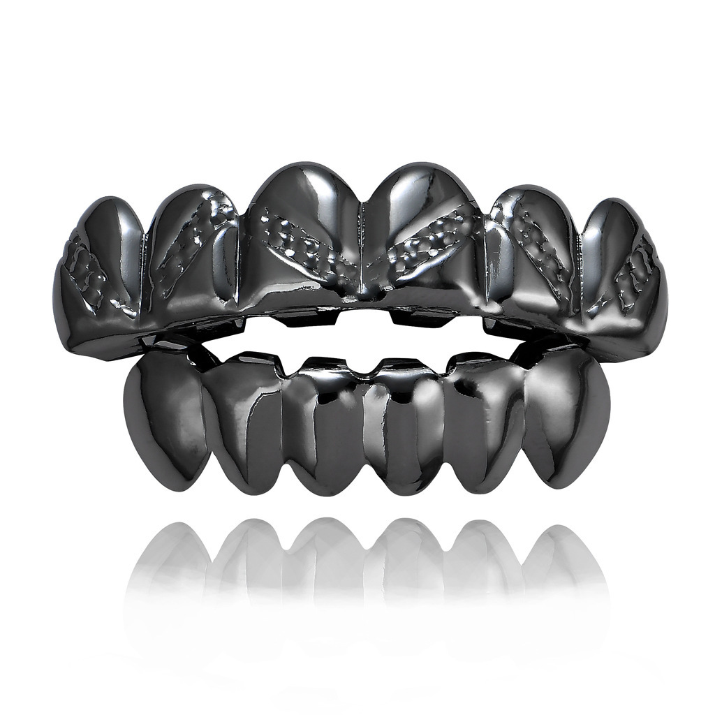 New 18K Gold Plated Smooth Twill Pattern Hip Hop Grillz Luxury High Quality Halloween Costume Accessory