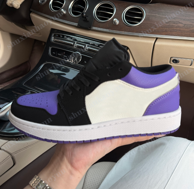 Men's and Women's 1 low Court Purple Classic Retro Basketball Shoes Comfortable versatile sneakers size553558-125