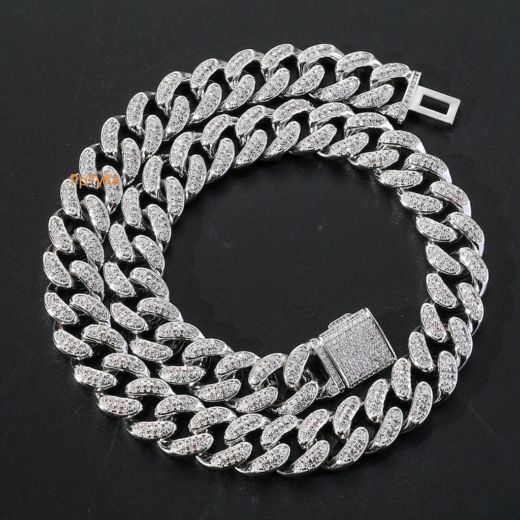 Men Hiphop 15mm Cuban Chain High Quality Flip Clasp Hip Hop Fashion Accessory Pass the diamond tester