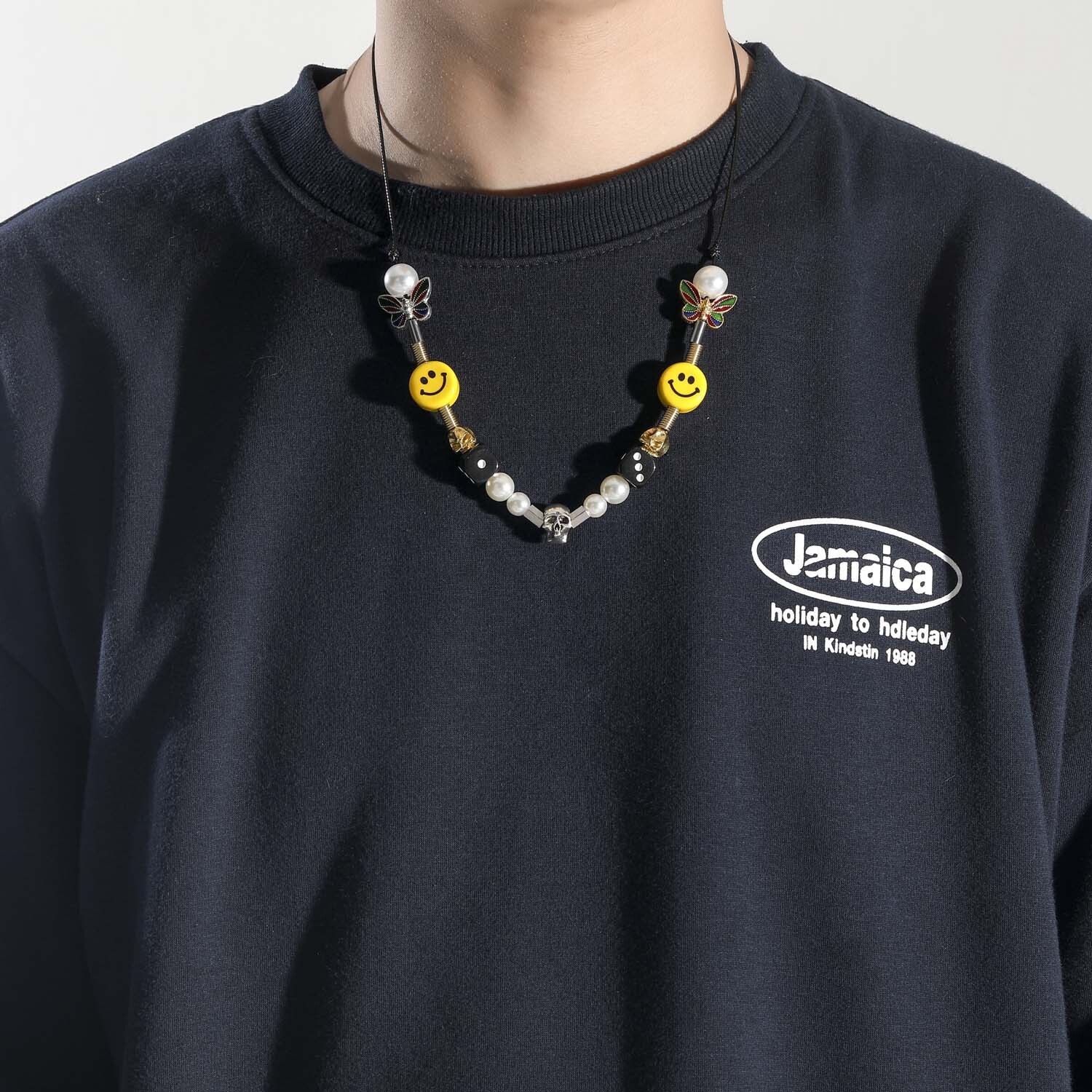 New Arrival Sale Hip Hop Dice Skull Pearl Smiley Necklace Trendy Luxury Stylish Statement Piece Pass the diamond tester