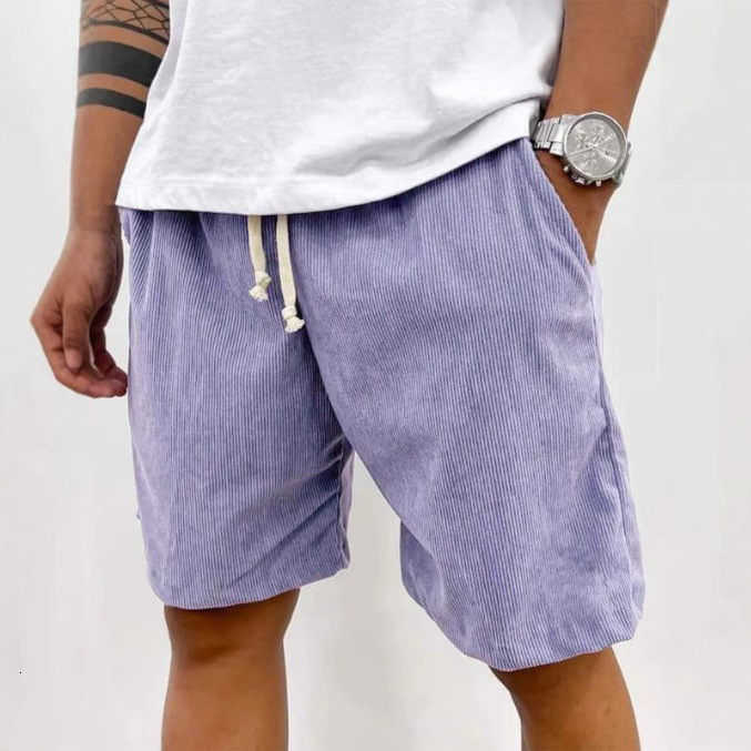2025 European And American Spring/summer Solid Color Drawstring Designer Summer Shorts Pants Corduroy Casual Shorts Men's Shorts Casual Pants