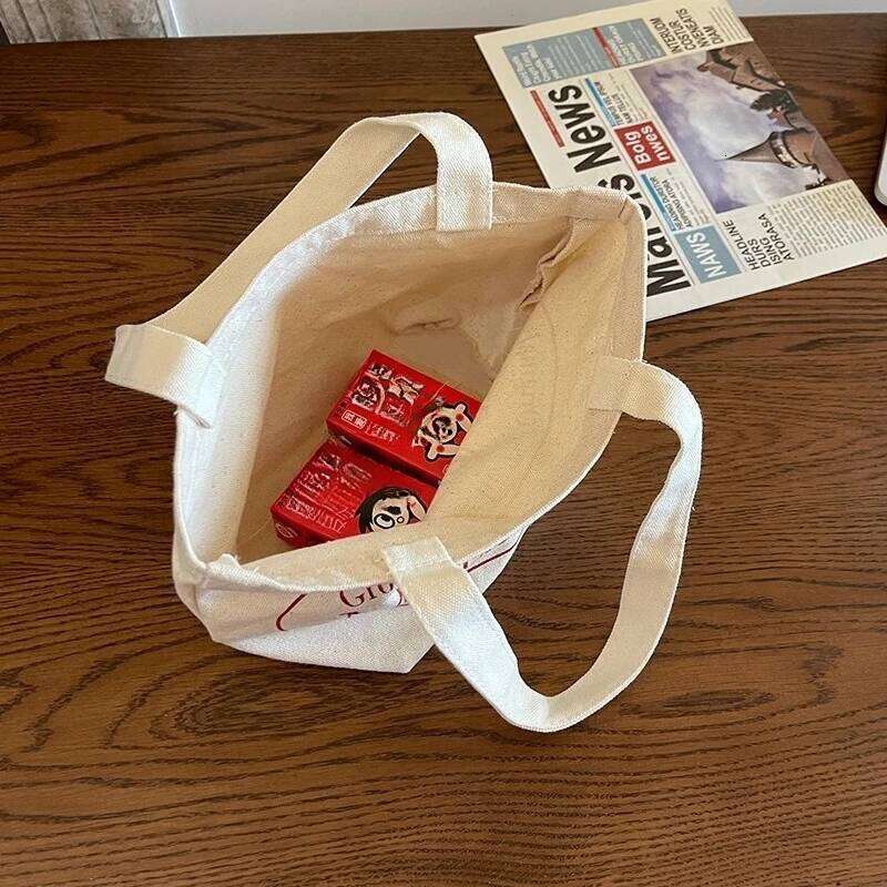 Korean Style INS Spring Retro Red Printed Pouch Tote Letter Hundred Small Handbag Canvas Bag Mini Bags