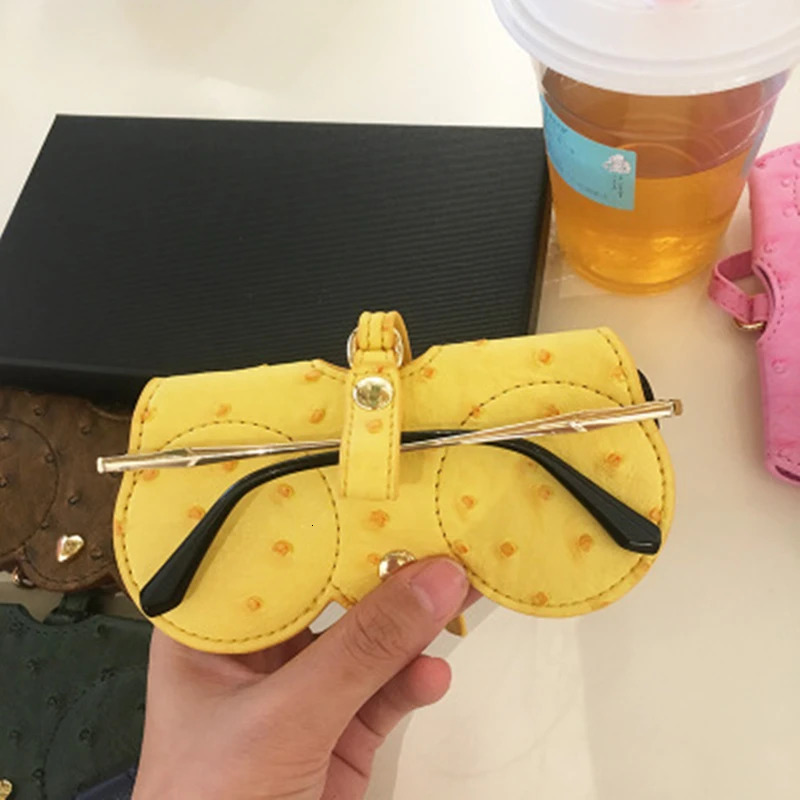 Ostrich Pattern PU Leather Glasses Bag Multi-function Eyeglasses Case Cover Women Sunglasses Storage Protection Ins Eyewear Bags 250626